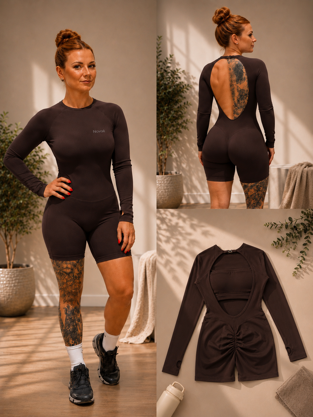 Novaé sculpt open back playsuit