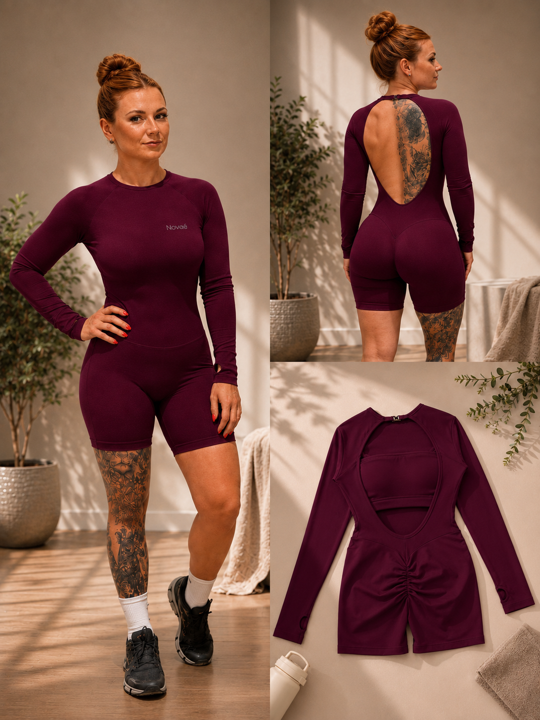 Novaé sculpt open back playsuit