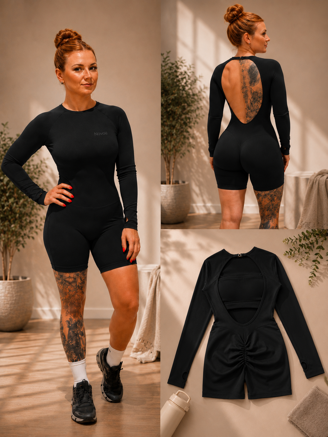 Novaé sculpt open back playsuit